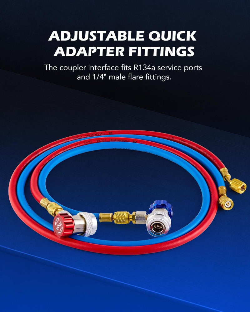 Orion Motor Tech R134a Quick Coupler Adapters, R134a Manifold Gauge Adapters and Hose Fittings HP and LP Connectors for R134a Car AC System, 1/4" Flares, 2pcs - Image 2